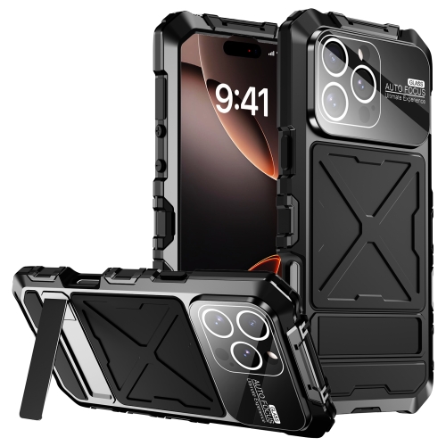 

For iPhone 16 Pro Max R-JUST Life Waterproof Dustproof Shockproof Phone Case(Black)