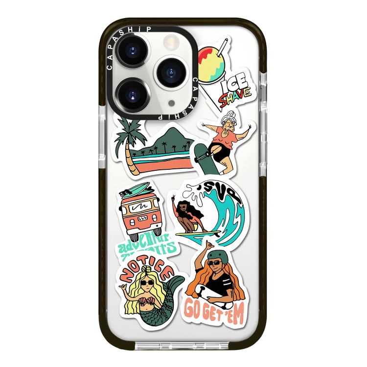 

For iPhone 11 Pro Simple Illustration Pattern Full Coverage Phone Case(Summer Surfing A)