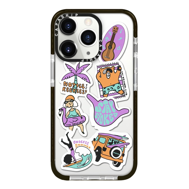 

For iPhone 11 Pro Simple Illustration Pattern Full Coverage Phone Case(Summer Surfing B)