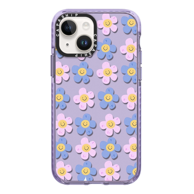 

For iPhone 13 Simple Illustration Pattern Full Coverage Phone Case(Smiley Flower C)