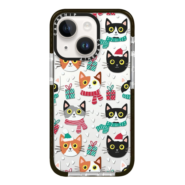 

For iPhone 14 Plus Simple Illustration Pattern Full Coverage Phone Case(Winter Cat)
