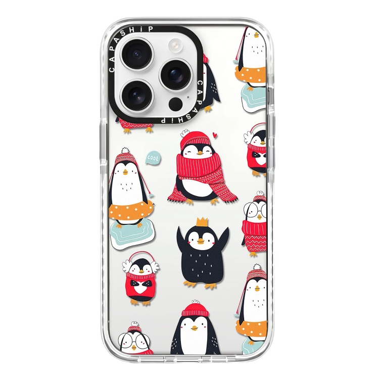 

For iPhone 14 Pro Simple Illustration Pattern Full Coverage Phone Case(Winter Penguin)