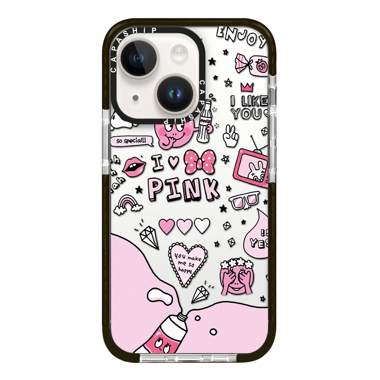 

For iPhone 15 Simple Illustration Pattern Full Coverage Phone Case(Text Label B)