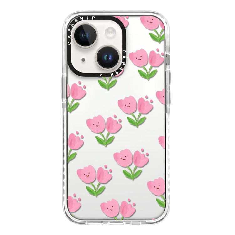 

For iPhone 15 Simple Illustration Pattern Full Coverage Phone Case(Smile Flower A)