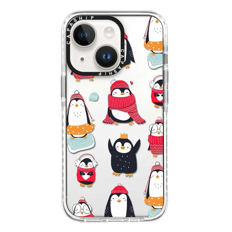 

For iPhone 15 Plus Simple Illustration Pattern Full Coverage Phone Case(Winter Penguin)