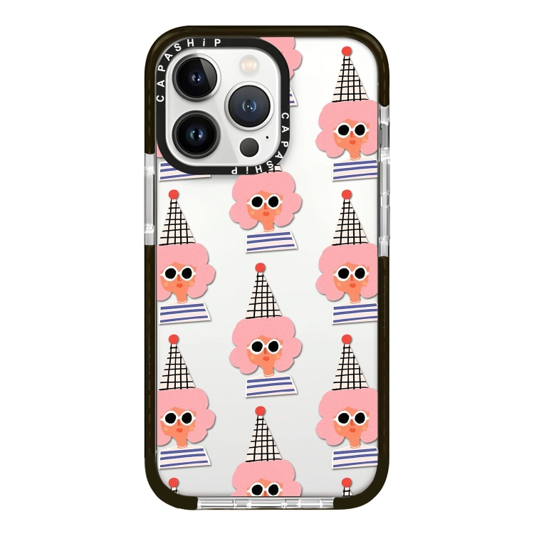 

For iPhone 15 Pro Simple Illustration Pattern Full Coverage Phone Case(Lady)
