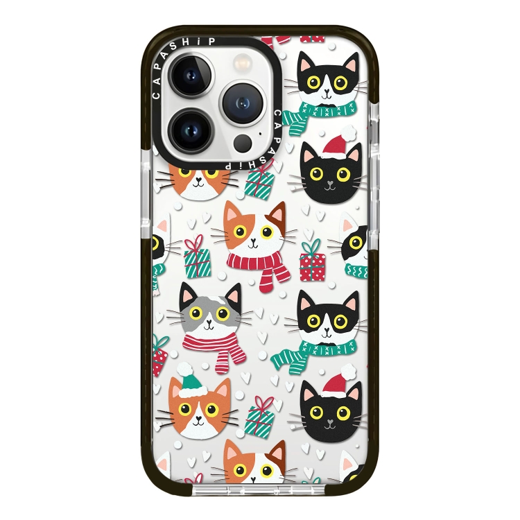 

For iPhone 15 Pro Max Simple Illustration Pattern Full Coverage Phone Case(Winter Cat)