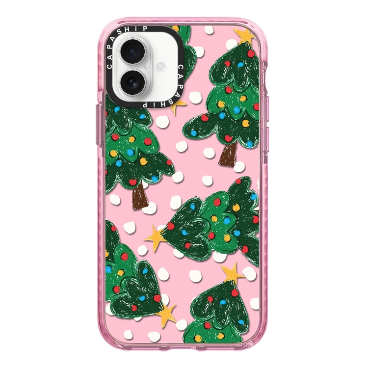 

For iPhone 16 Plus Simple Illustration Pattern Full Coverage Phone Case(Christmas Tree A)