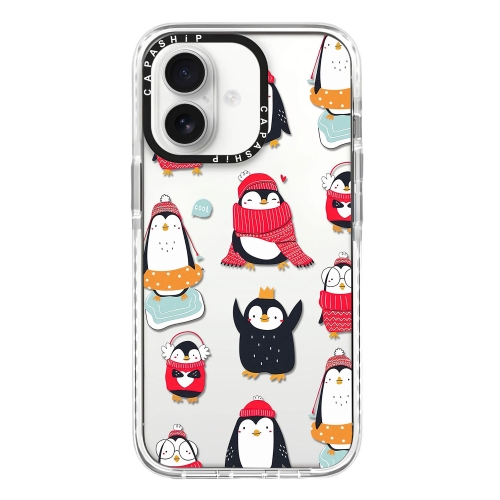 

For iPhone 16 Plus Simple Illustration Pattern Full Coverage Phone Case(Winter Penguin)