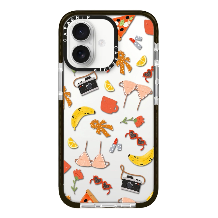 

For iPhone 16 Plus Simple Illustration Pattern Full Coverage Phone Case(Summer Label C)