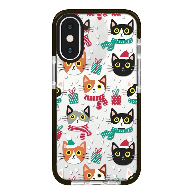 

For iPhone X / XS Simple Illustration Pattern Full Coverage Phone Case(Winter Cat)