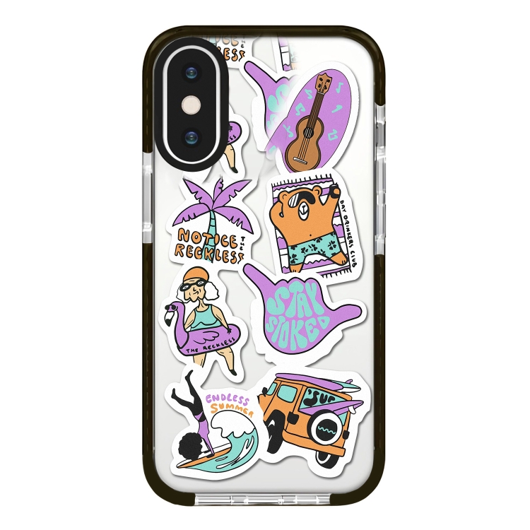 

For iPhone X / XS Simple Illustration Pattern Full Coverage Phone Case(Summer Surfing B)