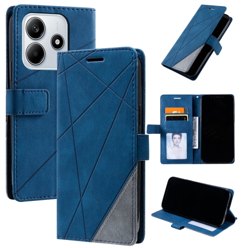 

For Redmi Note 14 5G Skin Feel Splicing Leather Phone Case(Blue)