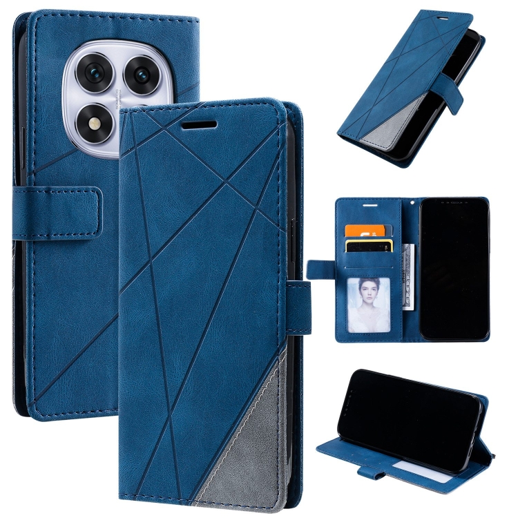 

For Redmi Note 14 Pro 5G Skin Feel Splicing Leather Phone Case(Blue)
