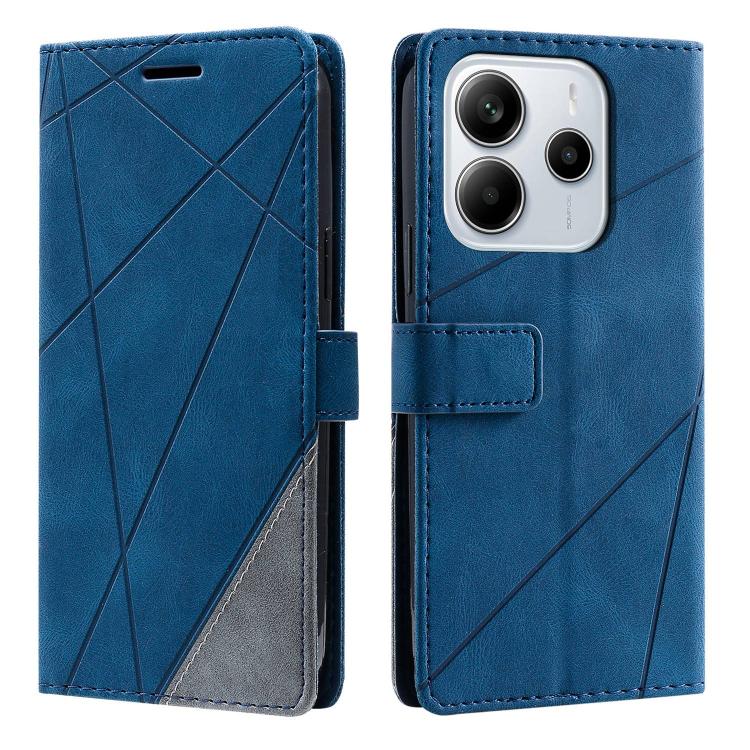

For Redmi Note 14 5G 163.25mm Skin Feel Splicing Leather Phone Case(Blue)