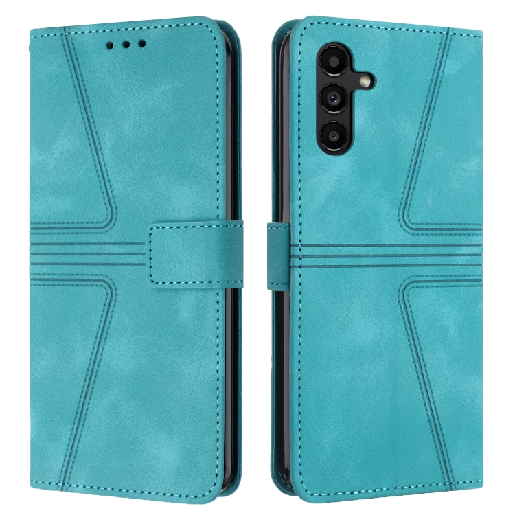 

For Samsung Galaxy S25 5G Triangle Solid Color Leather Phone Case(Green)