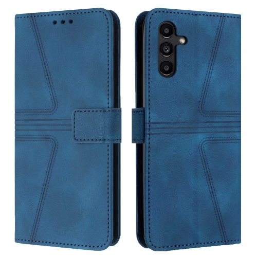 

For Samsung Galaxy S25+5G Triangle Solid Color Leather Phone Case(Blue)