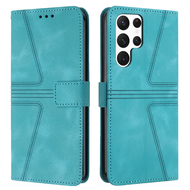 

For Samsung Galaxy S25 Ultra 5G Triangle Solid Color Leather Phone Case(Green)