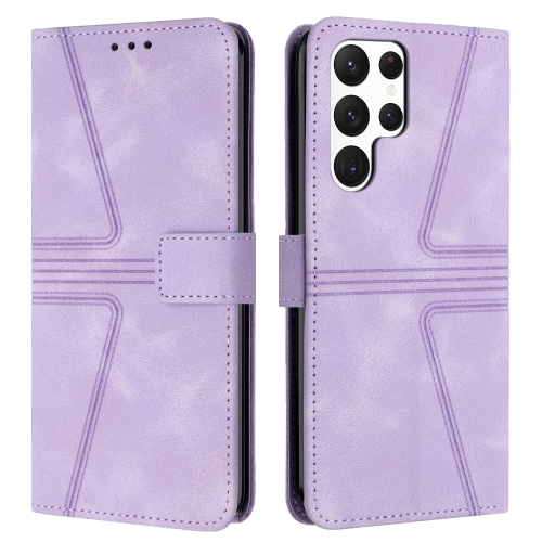 

For Samsung Galaxy S25 Ultra 5G Triangle Solid Color Leather Phone Case(Purple)