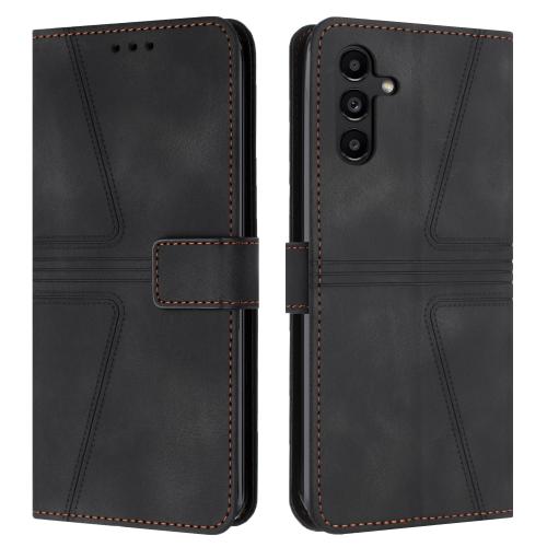 

For Samsung Galaxy A56 5G Triangle Solid Color Leather Phone Case(Black)