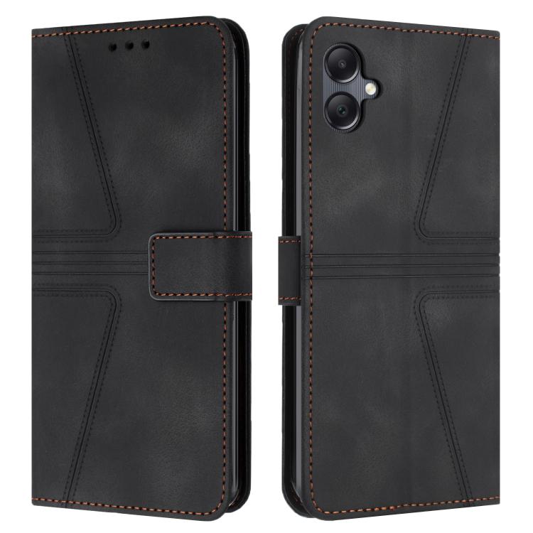 

For Samsung Galaxy A07 4G Triangle Solid Color Leather Phone Case(Black)