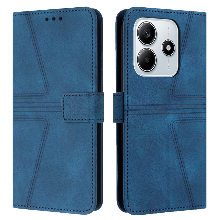 

For Redmi Note 14 5G Triangle Solid Color Leather Phone Case(Blue)