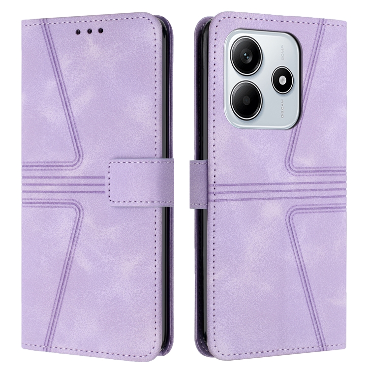 

For Redmi Note 14 5G Triangle Solid Color Leather Phone Case(Purple)