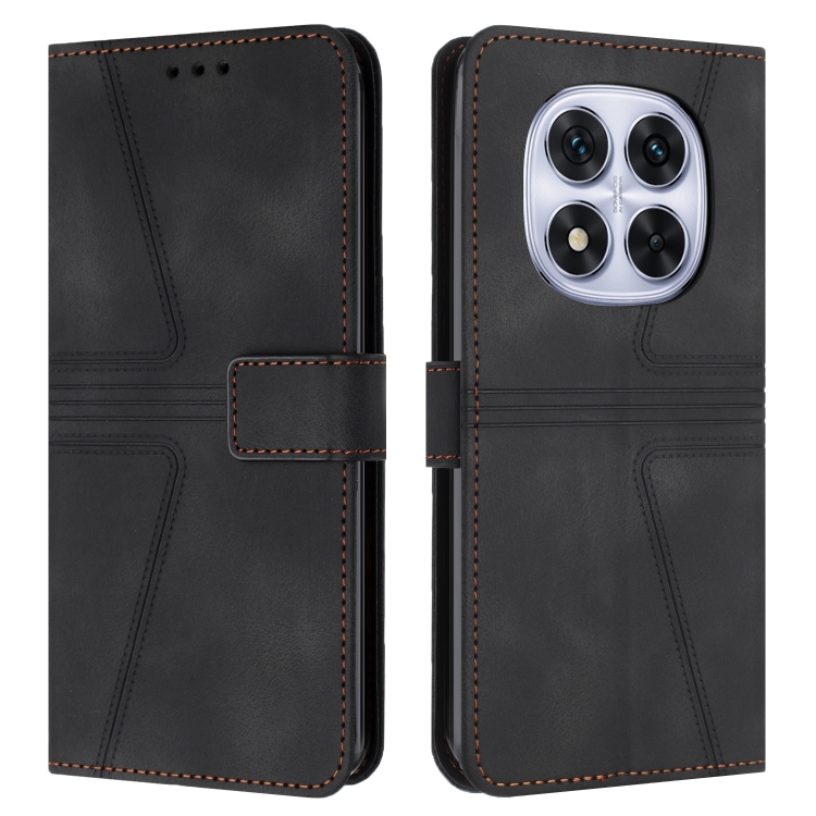 

For Redmi Note 14 Pro 5G Triangle Solid Color Leather Phone Case(Black)