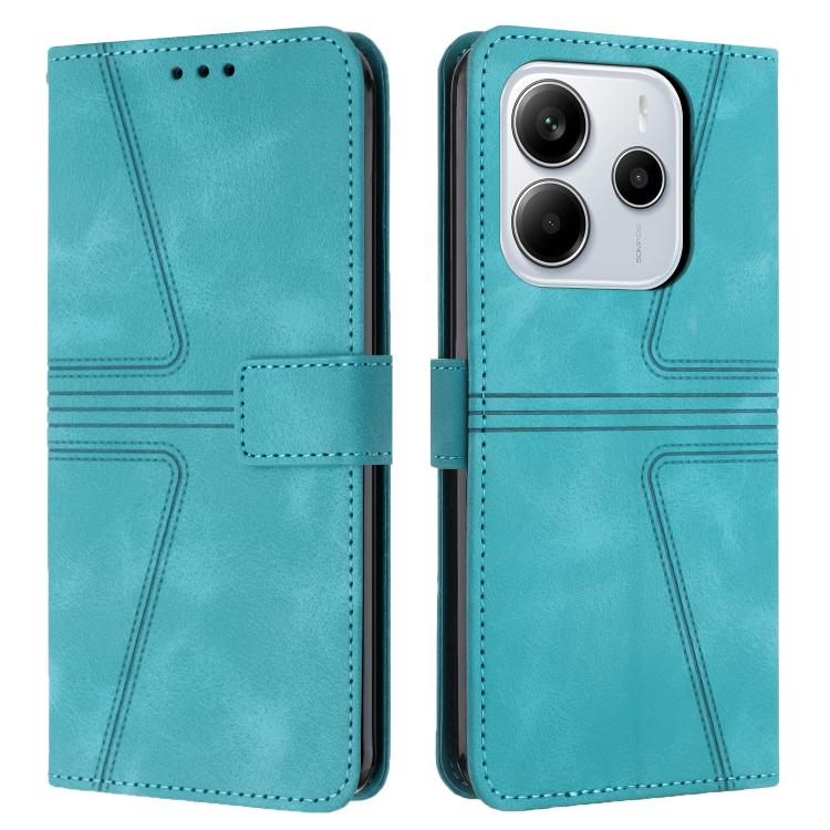 

For Redmi Note 14 4G 163.25mm Triangle Solid Color Leather Phone Case(Green)