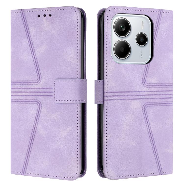 

For Redmi Note 14 4G 163.25mm Triangle Solid Color Leather Phone Case(Purple)