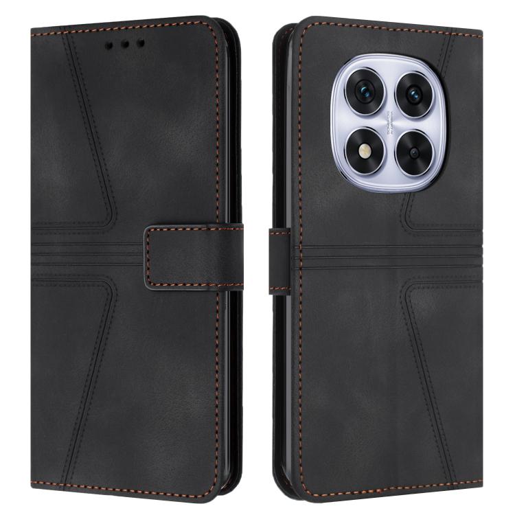 

For Redmi Note 14 Pro 4G Triangle Solid Color Leather Phone Case(Black)