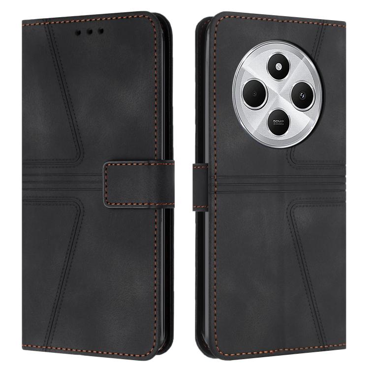 

For Redmi A4 5G Triangle Solid Color Leather Phone Case(Black)