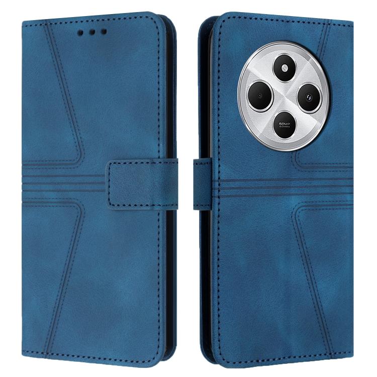 

For Redmi A4 5G Triangle Solid Color Leather Phone Case(Blue)