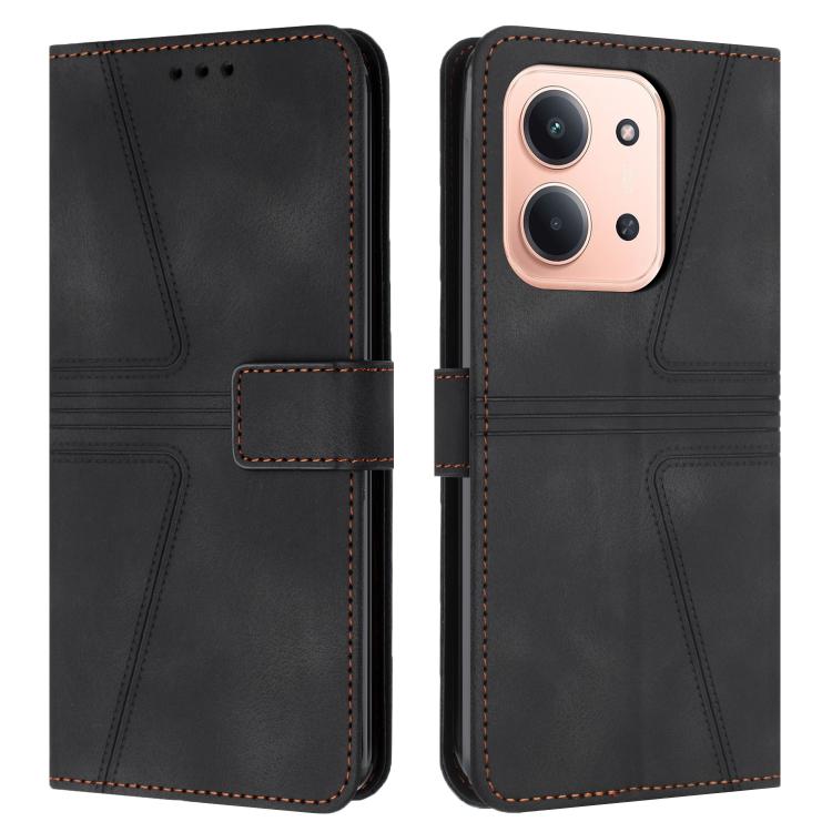 

For Redmi 15C 5G / 4G EU 173mm Triangle Solid Color Leather Phone Case(Black)