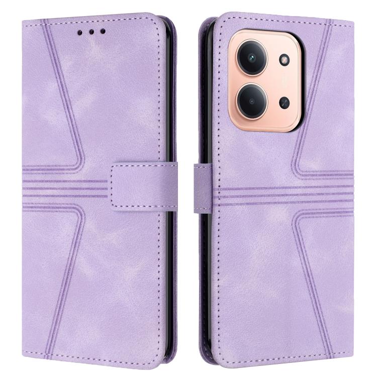 

For Redmi 15C 5G / 4G EU 173mm Triangle Solid Color Leather Phone Case(Purple)