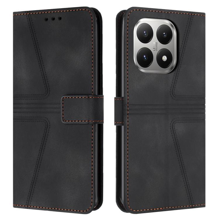 

For Xiaomi 15T 5G Triangle Solid Color Leather Phone Case(Black)