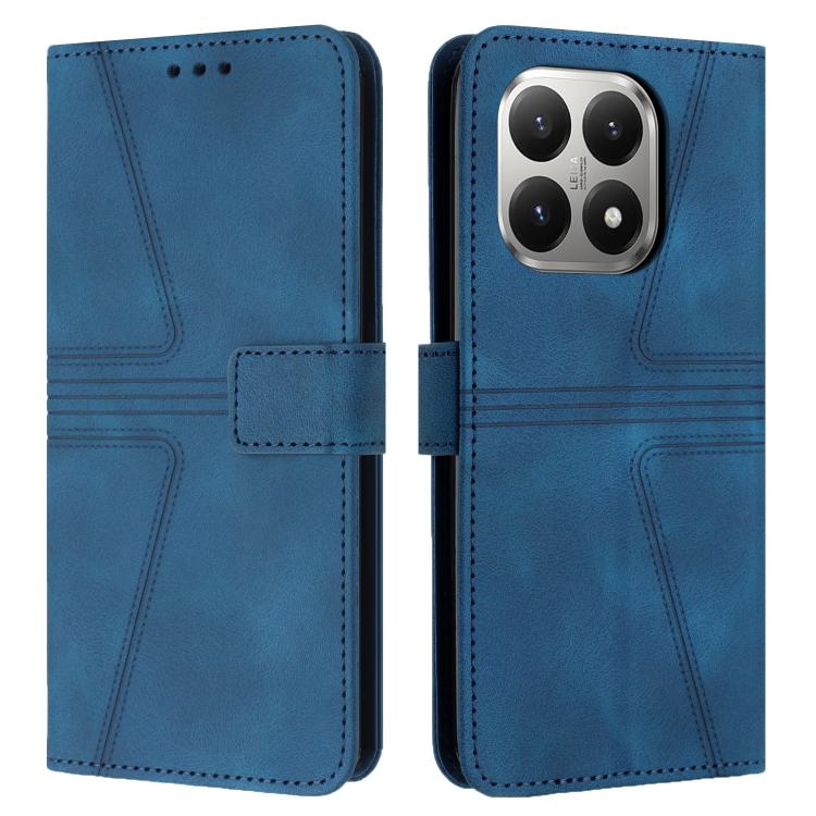

For Xiaomi 15T 5G Triangle Solid Color Leather Phone Case(Blue)