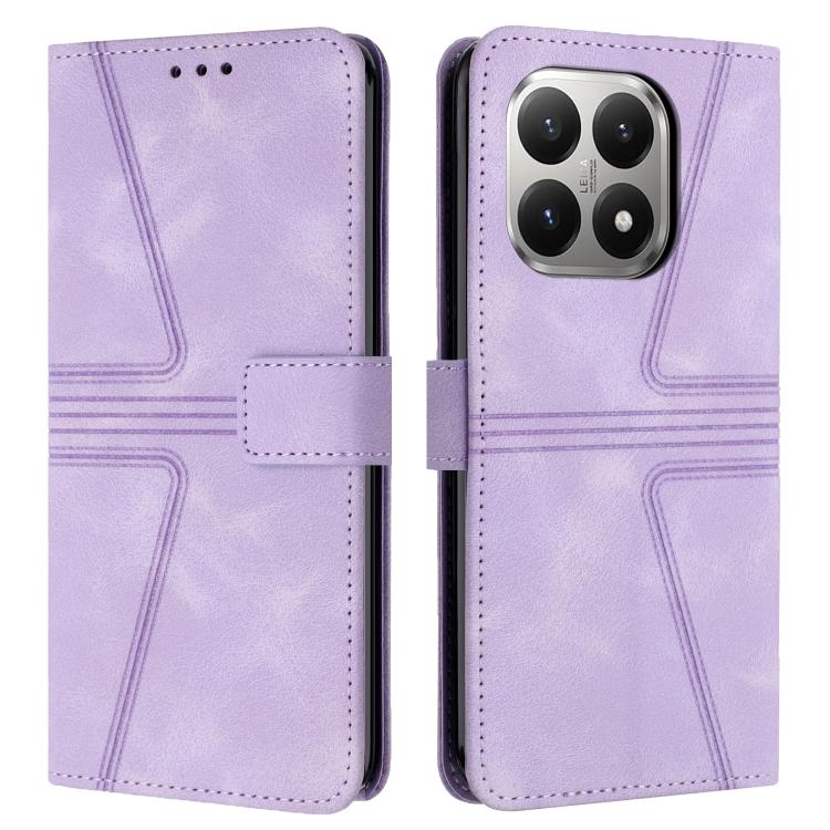 

For Xiaomi 15T 5G Triangle Solid Color Leather Phone Case(Purple)