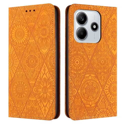 

For Redmi Note 14 5G Ethnic Embossed Adsorption Leather Phone Case(Yellow)