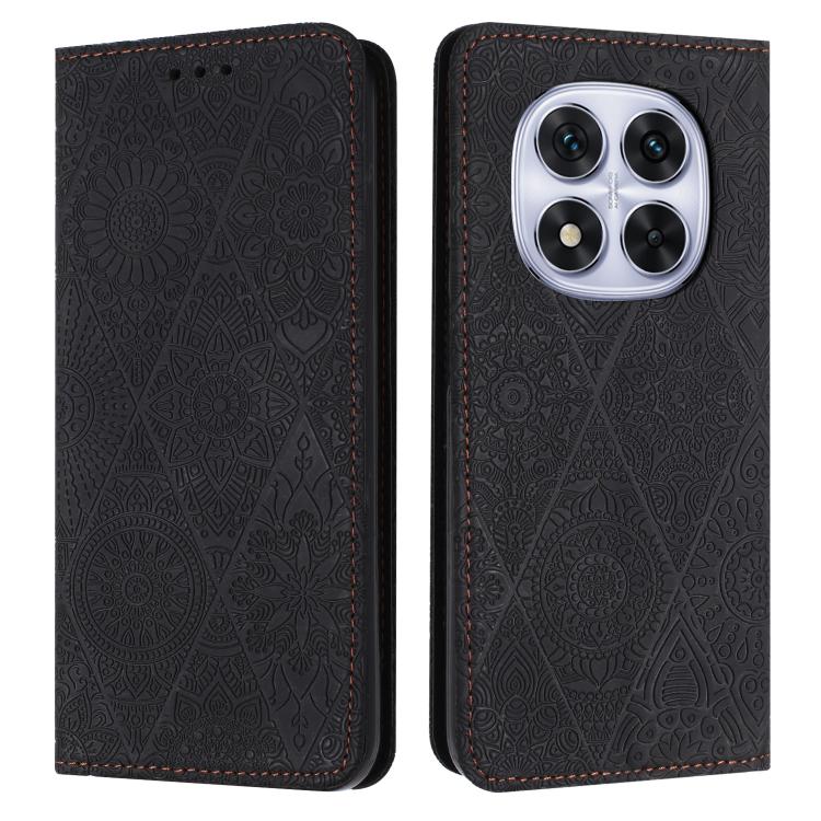 

For Redmi Note 14 Pro 4G Ethnic Embossed Adsorption Leather Phone Case(Black)