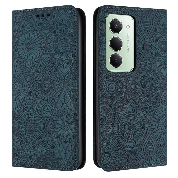 

For Redmi 15 5G / 4G EU 171mm Ethnic Embossed Adsorption Leather Phone Case(Blue)