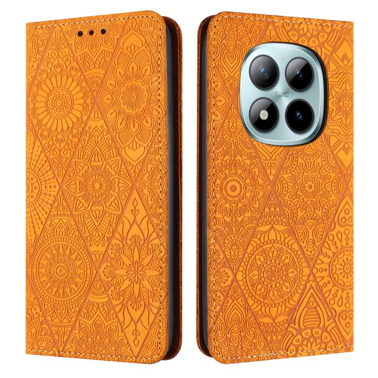 

For Redmi Note 15 Pro 5G Global 163.6 Ethnic Embossed Adsorption Leather Phone Case(Yellow)