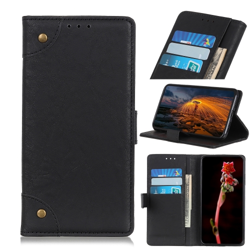 

For Samsung Galaxy S20 FE 5G / S20 Fan Edition / S20 Lite Copper Buckle Retro Crazy Horse Texture Horizontal Flip Leather Case with Holder & Card Slots & Wallet(Black)