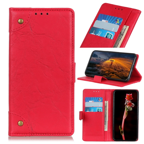 

For Samsung Galaxy S20 FE 5G / S20 Fan Edition / S20 Lite Copper Buckle Retro Crazy Horse Texture Horizontal Flip Leather Case with Holder & Card Slots & Wallet(Red)