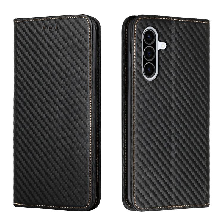 

For Samsung Galaxy A56 5G Carbon Fiber Texture Magnetic Flip Leather Phone Case(Black)