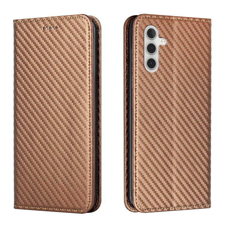 

For Samsung Galaxy S25+ 5G Carbon Fiber Texture Magnetic Flip Leather Phone Case(Brown)