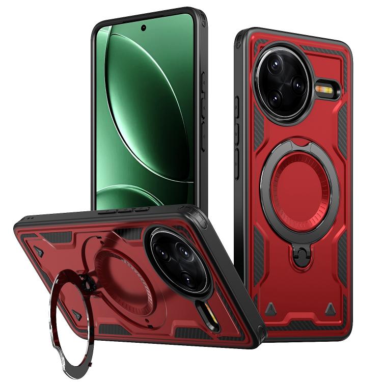 

For Redmi K80 / K80 Pro PC Hybrid TPU Armor MagSafe Ring Holder Phone Case(Red)