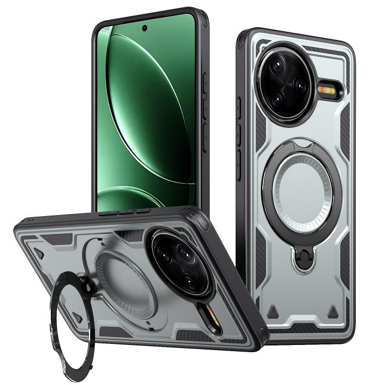 

For Redmi K80 / K80 Pro PC Hybrid TPU Armor MagSafe Ring Holder Phone Case(Grey)