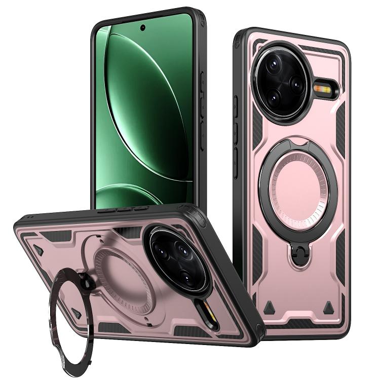 

For Redmi K80 / K80 Pro PC Hybrid TPU Armor MagSafe Ring Holder Phone Case(Rose Gold)