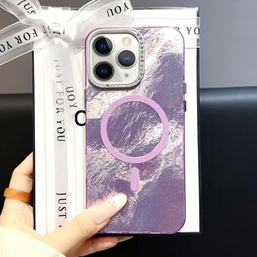 

For iPhone 11 Pro Max Tinfoil Texture MagSafe PC Phone Case(Purple)